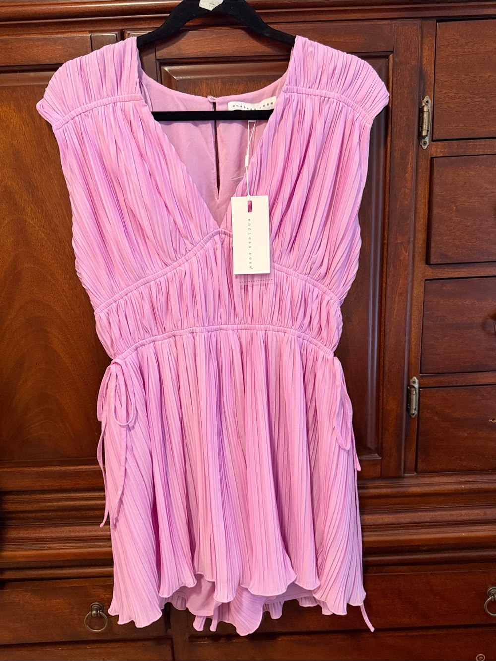 NWT endless rose pink pleated romper size medium